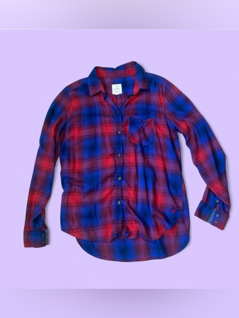 Upcycled American Eagle Mickey Mouse Plaid Shirt - Picture 5 of 12